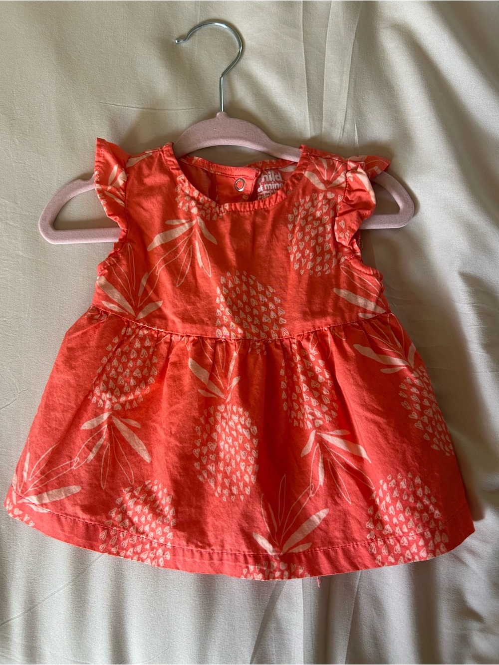 Carter's Coral Dress with White Heart & Pineapple Print